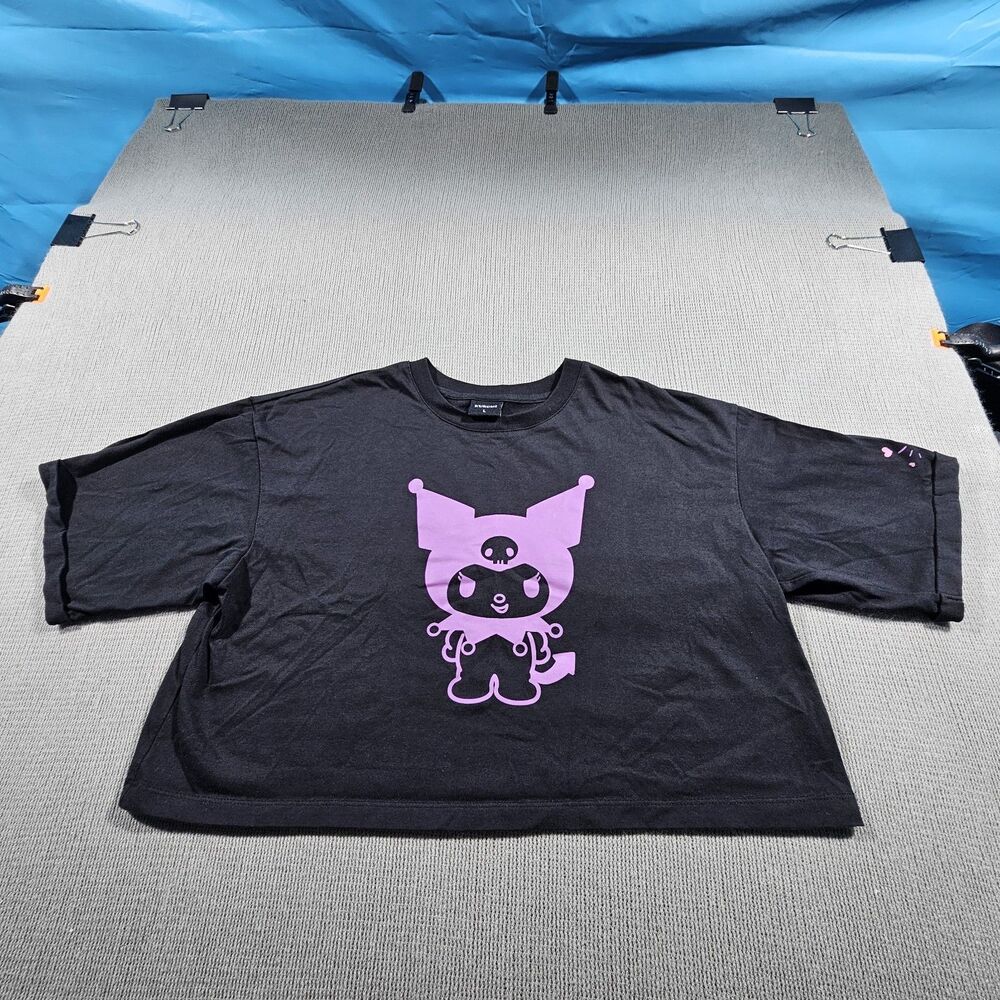 Sanrio Kuromi black graphic crop tee features a lavender Kuromi character print